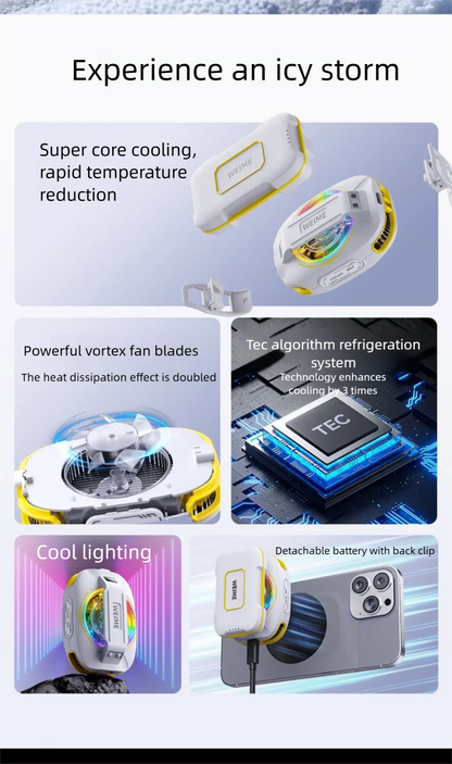 Magnetic Phone Semiconductor Cooler with Rechargeable Battery - 3000mAh Portable Phone Cooler for Gaming & Live Streaming, Clip-
