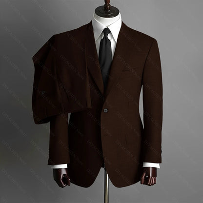 Fashion Gray Men Suits High-end Single Breasted Wedding Tuxedo Business Casual Office Male Suit Slim 2 Piece (Blazer+Pants)