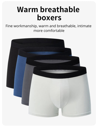 4 Pack Europe And America Size Men'S Solid Color Sexy Boxer Underwear Antibacterial Breathable Plus Size Men'S Shorts Underwear