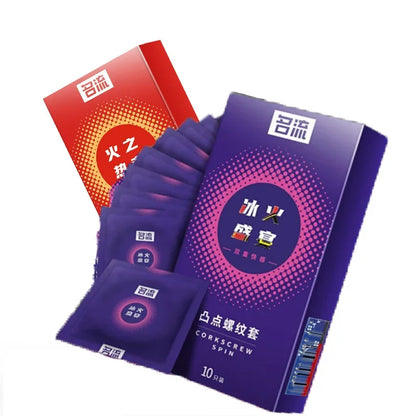 PERSONAGE Genuine Condoms Screw Thread Ice Fire Spike Dotted  Stimulation Orgasm Bump Condoms Safer Sex Products For Adult