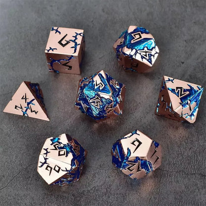 D&D kauliukai, 7 kauliukų metalinis DND kauliukų rinkinys, svertiniai metaliniai „Dungeons and Dragons“ kauliukai, daugiakampiai D ir D kauliukai, skirti vaidmenų žaidimui