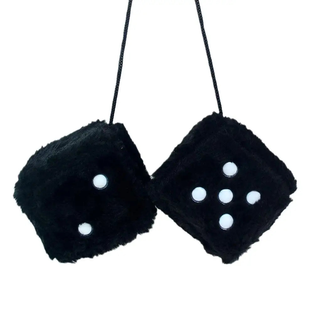 2pcs Big Long Hair Hot Stamping Dot Dice Plush Toy Cube Pendant Car Ornament Sieve Anime Car Decoration Accessories Auto Pendant