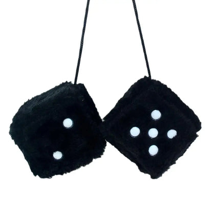 2pcs Big Long Hair Hot Stamping Dot Dice Plush Toy Cube Pendant Car Ornament Sieve Anime Car Decoration Accessories Auto Pendant