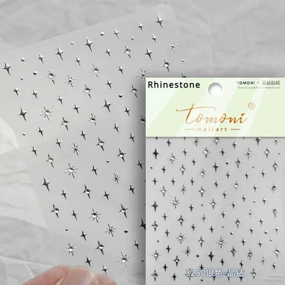 1 piece  5D silver nail stickers metal mini star nail art stickers high quality exquisite decals self-adhesive nail art stickers