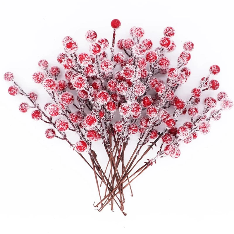 5/10Pcs Chritsmas Decoration Snowflake Red Berry Branche Chritsmas Tree Pendant for Home Decor Xmas New Year 2025 Gift Accessory