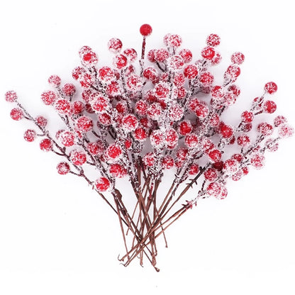 5/10Pcs Chritsmas Decoration Snowflake Red Berry Branche Chritsmas Tree Pendant for Home Decor Xmas New Year 2025 Gift Accessory