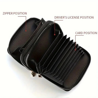 Women's Double Zipper Wallet Fashion Short Credit Card Holder with Large Capacity Coin Purse