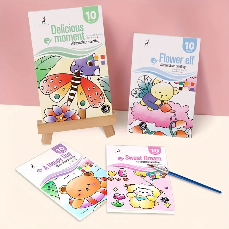 Watercolor Painting Book with 1 Book 1 pen Water Powder Graffiti Drawing Self-contained Paint Picture Coloring Painting Paper