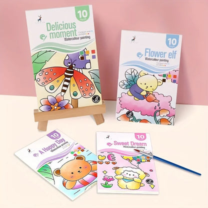Watercolor Painting Book with 1 Book 1 pen Water Powder Graffiti Drawing Self-contained Paint Picture Coloring Painting Paper