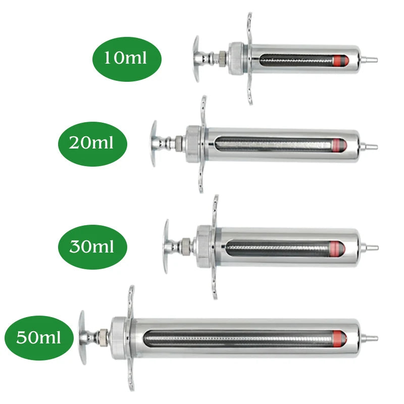 Animal Syringe for Pig Cattle Sheep Stainless Steel  Reusable Syringe Injector Vet Tools Farm Supplies Veterinary  Syringe Hypod