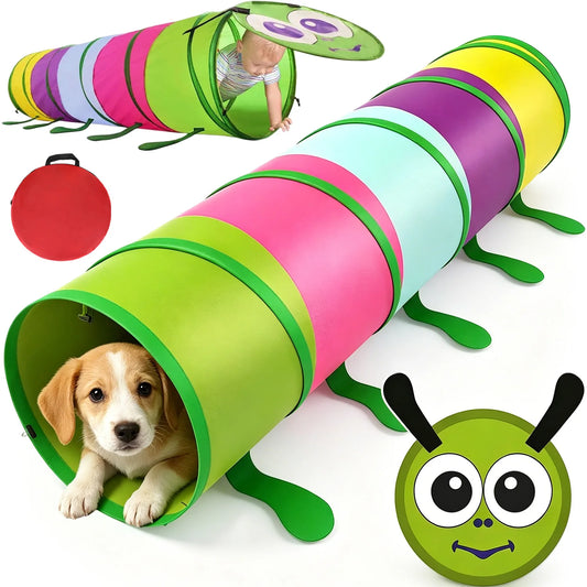 Multi Purpose Kids Play Tunnel Tent, 180cm Colorful Pop Up Crawl Through Design for Toddlers Baby Dog Cat, Indoor Outdoor Game Play Toy for Boys Girls