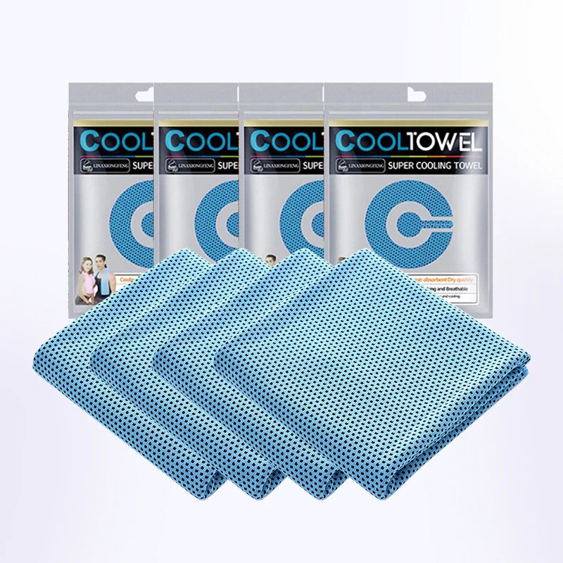 4 Pack Cooling Towels, Soft Breathable Ice Cool Towel for Sports & Outdoor Activities, Quick Dry Sweat Absorbing Cooling