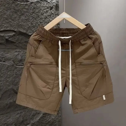 Men's Summer Pocket Zipper Cargo Shorts Trendy Brand Versatile Loose Quick-drying Sports Loose Casual Five-point Beach Pants