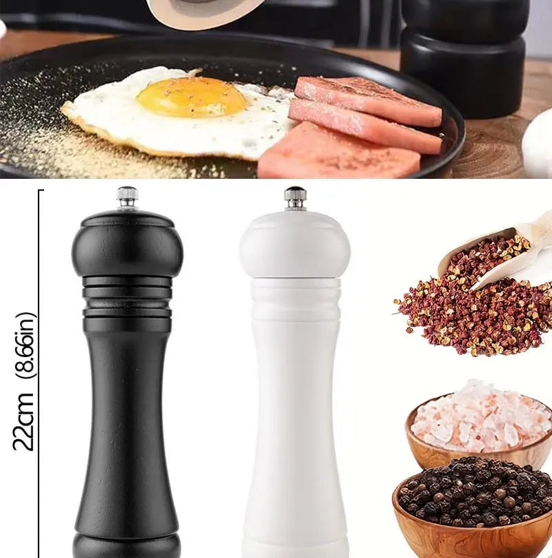8inch Manual Wood Salt and Pepper Grinder Adjustable Ceramic Rotor Seasoning Spice Grinders Kitchen Cooking Tools