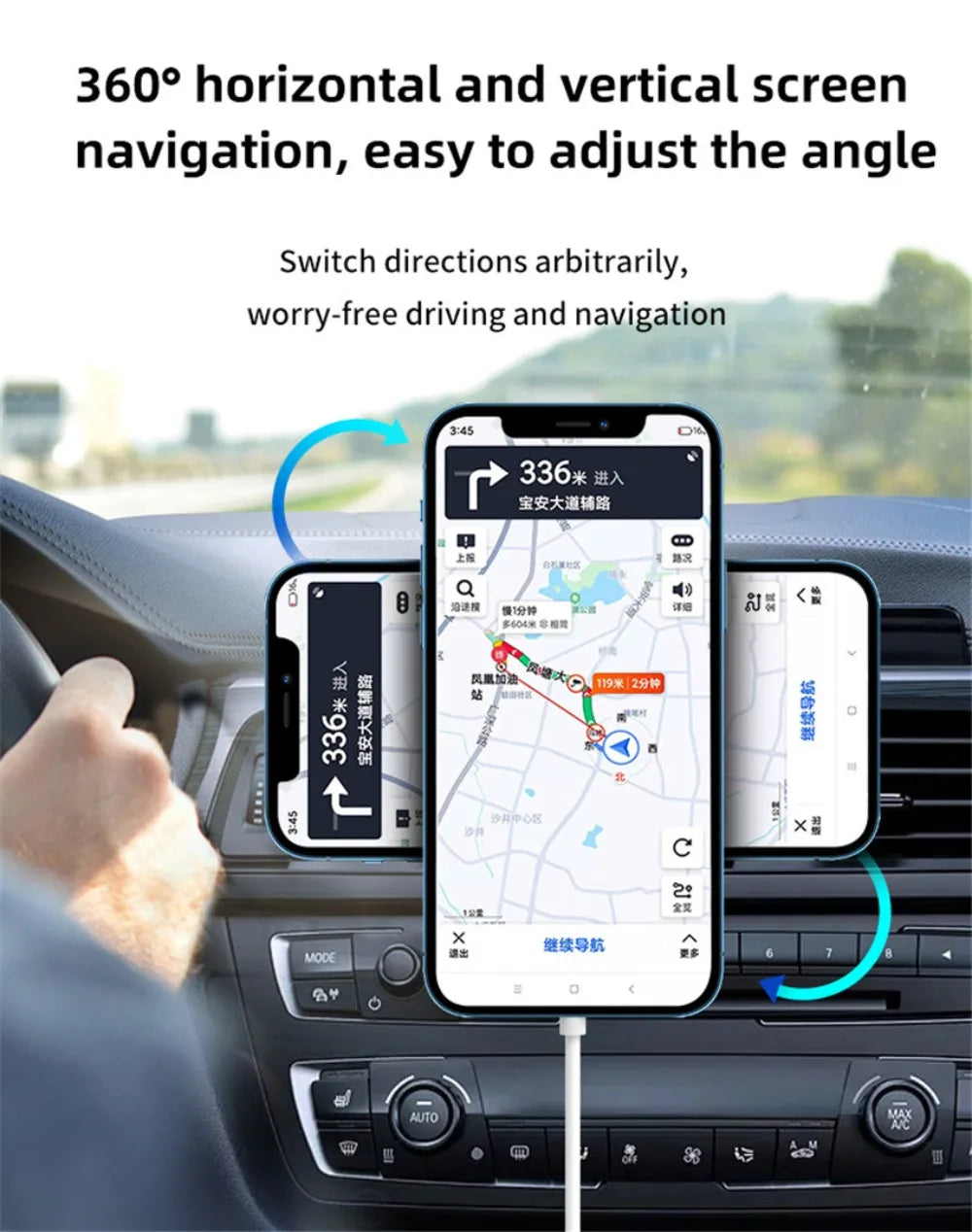 Car Air Vent Phone Holder Stand Magnetic Wireless Charger For Magsafe iPhone 17 16 15 14 13 12 Pro Max XS 360 Rotation Mount Pad
