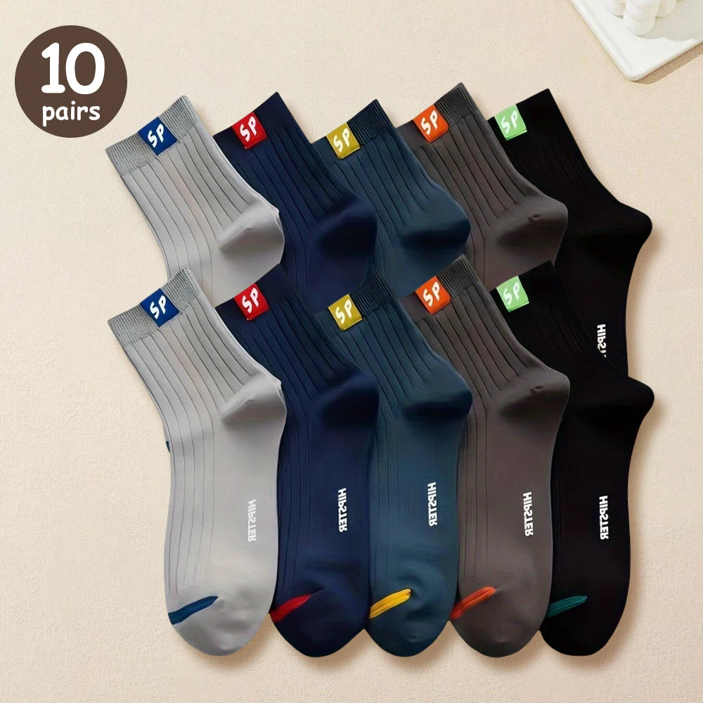 5/10/15/20 Pairs Men Socks Breathable Cotton Sports Stockings Comfortable Men Socks Sweat Absorption Business Socks Letter Print