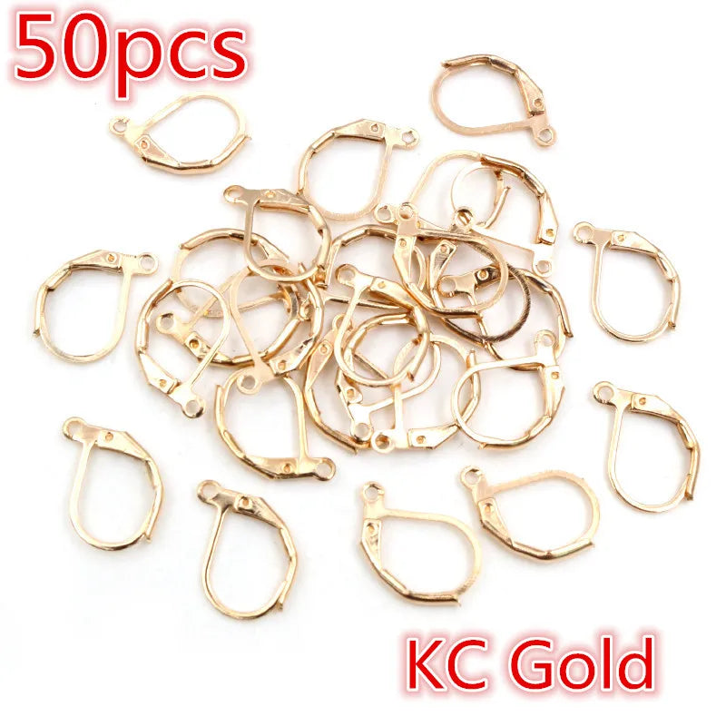 30-50pcs/lot Gold Silver French Lever Earring Hooks Wire Settings Base Hoops Earrings For DIY Jewelry Making Supplies Wholesale