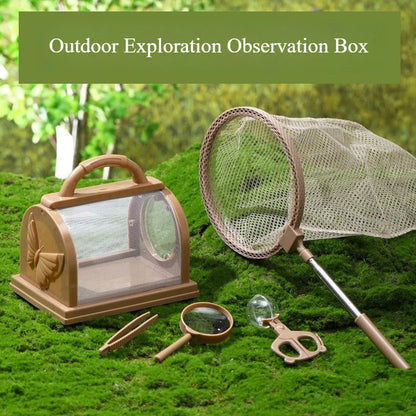 5pcs Set Outdoor Exploration Insects Collector Insect Catching Tools Butterfly Fishing Net Cage Observation Box Insects Boxes