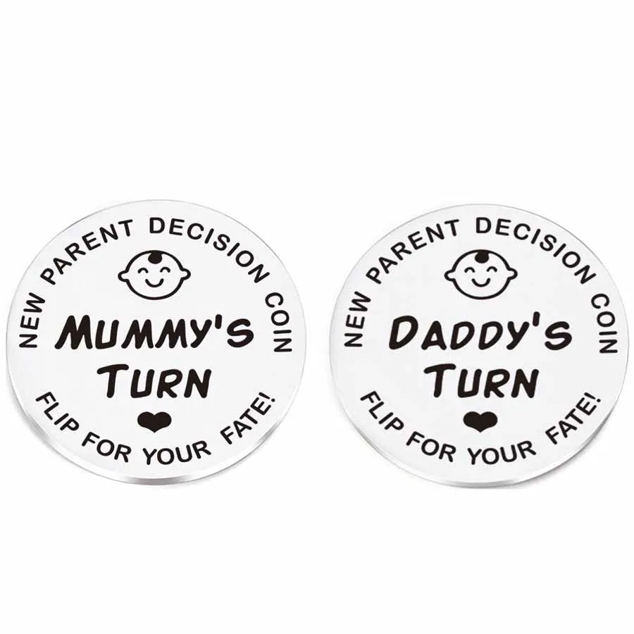 1pcs Funny Baby Gift New Parents Decision Coin Double Sided Pregnancy Gifts New Dad Mom Gifts for First Time to be Daddy Mummy