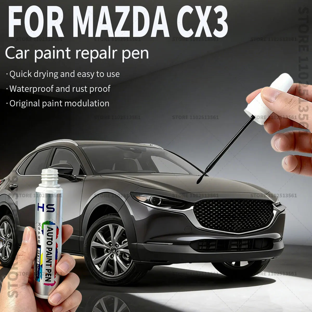 For Mazda CX3 Paint Repair Pen Touch Up Scratch Remover DIY Car Accessories White 34K Blue 42M 	41B Black 16W 38A Gold Gray 46G