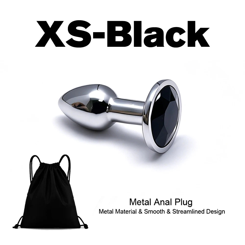 5 Size Black Butt Plug Metal Anal Plug Jewelry Base Beginner to Expert G-Point Massage Dildos Adult Women Toys Adult Men Toys