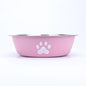 New stainless steel dog basin paw print pet supplies cat bowl dog bowl silicone anti-slip design pet drinking water feeding bowl