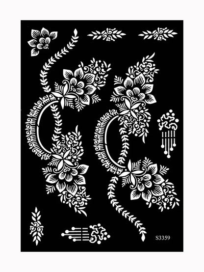 Flower Tattoo Stencil Reusable Henna Template for Hand and Body Henna Tattoo Design for Wedding Festival Party Tattoo Tools