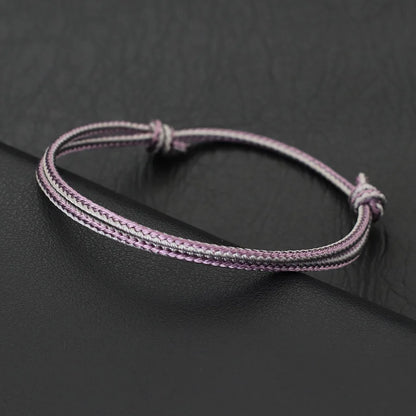 Minimalist Handwoven Rope Bracelet Unisex Sliding Adjustable 4 Styles Chroma 2mm Ethnic Cord Braclet Couple Casual Daily Jewelry