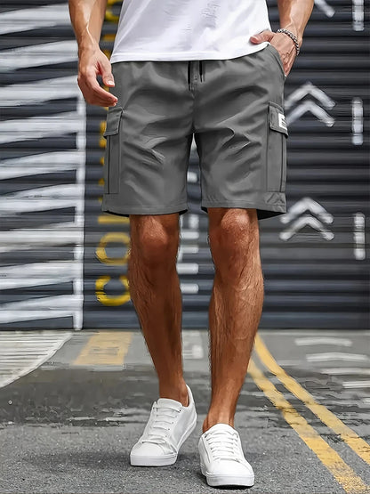 Big Pocket Men's Shorts Casual Work Cool Pants with Point Loose Fit Clothing Waist Sports Male Outfit Shorts