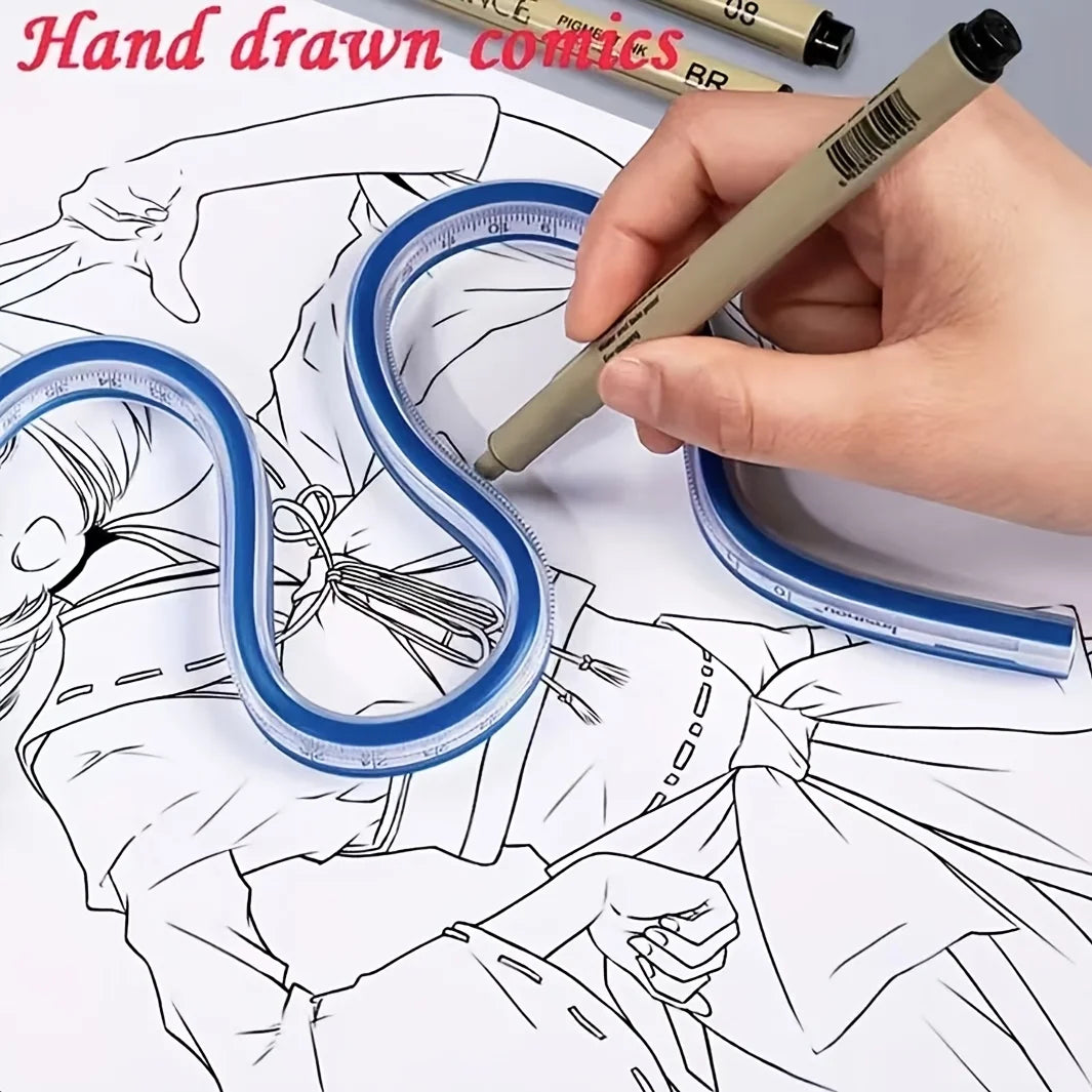 1pc Flexible Curve Ruler with Dual Scale (cm/in) & Flexible Curved Edge - Multi-Functional Ruler for Drawing, Design,Crafting