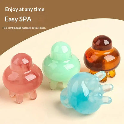 【Y】Resin Jellyfis Massage Comb Head Meridian Scraping Scalp Massage Brush Acupuncture SPA GuaSha Massage Comb Fatigue Relief