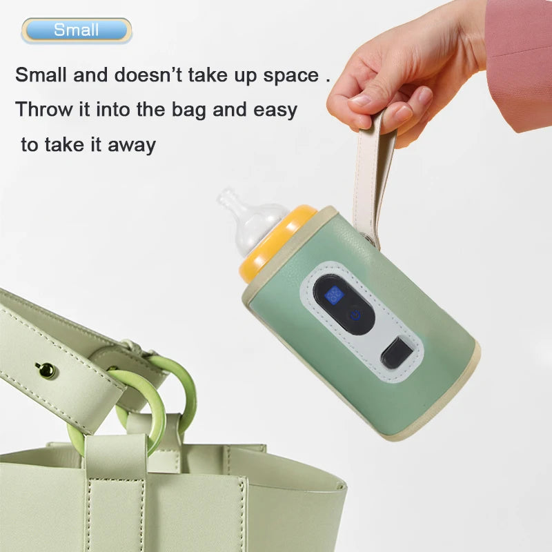 Portable Baby Bottle Insulation Sleeve, Baby Milk Insulation Device with LCD Screen, USB Insulation Bottle for Car Travel, Porta