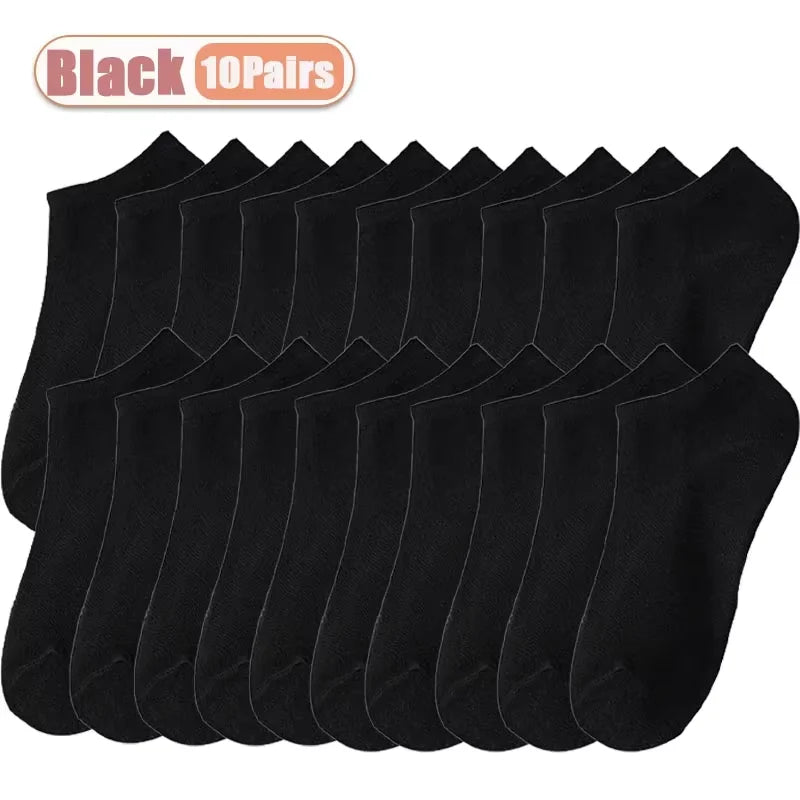 10 Pairs of Antibacterial, Odor Proof, Breathable, and Comfortable Boat Socks, Suitable for Spring, Autumn, Winter, and Summer,