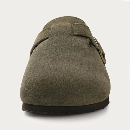 Shevalues Men's Suede Clogs Soft Leather Mules Men New Summer Men Cork Sandals Comfort Slip On Unisex Clogs With Arch Support