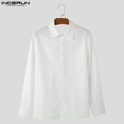 INCERUN Fashion New Men's Tops Backless Bow Design Shirt Sexy Casual Male Solid Comfortable Long Sleeved Lapel Blouse S-5XL 2025
