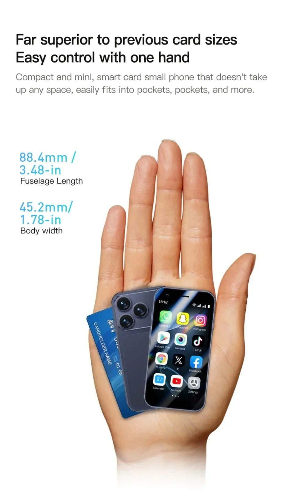 SOYES A17 Mini Android8.1 Smart Phone 3.0 Inches 2GB RAM 16GB ROM Dual SIM Standby Play Store 3G Little Phone