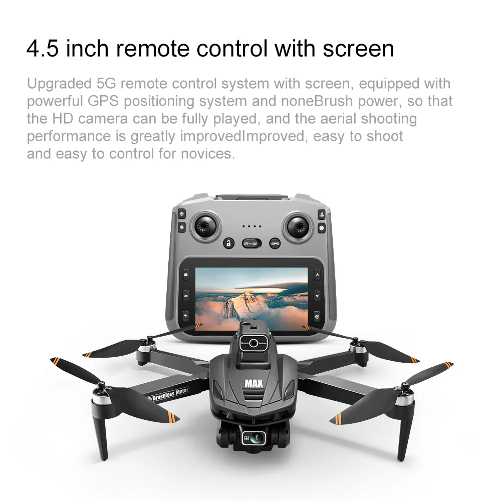 New V168 Max GPS Drone Professional HD Dual Camera Aerial 5G WIFI FPV Brushless Motor Optical Flow Hover with Large Screen Remote Control Folding Quadcopter security surveillance Drone