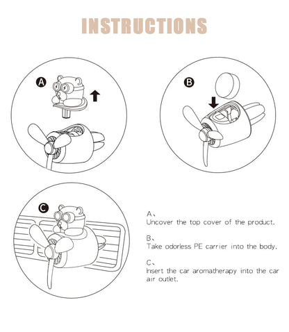Odorless DIY perfume ornament airplane pilot bear car air freshener decoration accessories aroma vent clip fragrant diffuser men