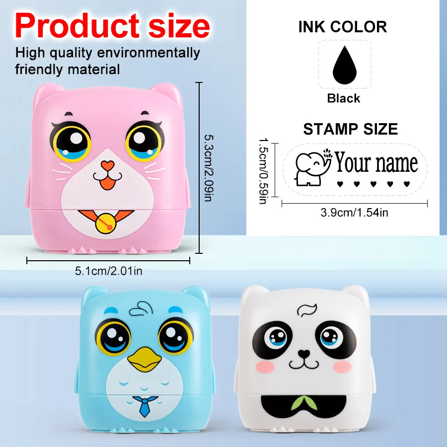 Kids Personalized Stamp - Custom Embossed Seal for School Projects, Travel-Friendly Gift Set with Storage Case & Unique Designs