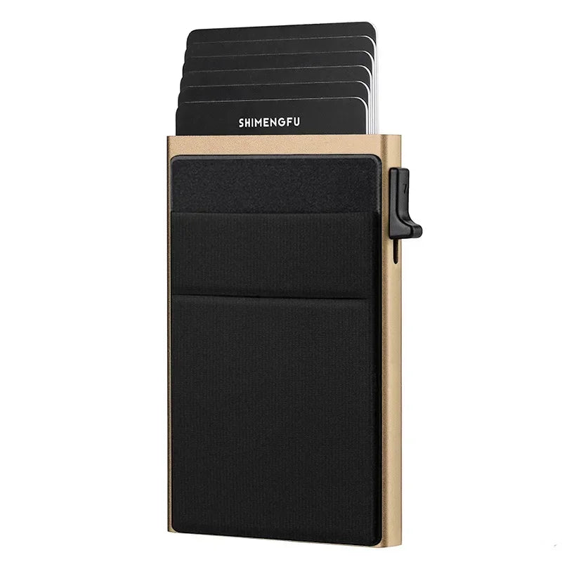 Unisex Anti Rfid Blocking Protected ID Credit Magic Card Holder Men Thin Slim Minimalist Smart Wallets Metal ID Cardholer Case