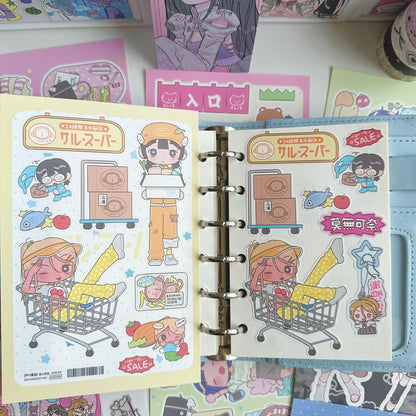 Cute Sweet Cool Japanese Shibuya Girl Sticker Korean Kawaii Cartoon Y2k Stickers Hand Account Diary Scrapbook Decorative Sticker