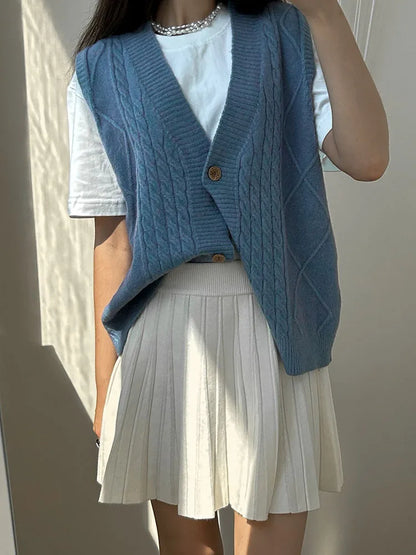 Autumn Knit White Mini Pleated Skirts For Women A Line Skirt Gray High Waist Women Knitted Pleated Short Skirts Korean Fashion