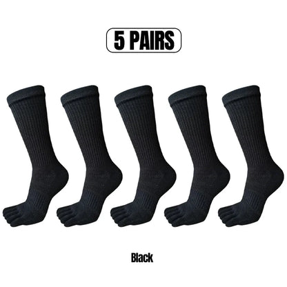 1/5 Pairs Men's Toe Socks Long Compression Sweat-Absorbing Fitness Marathon Hiking Outdoor Basketball Five Finger Sport Socks