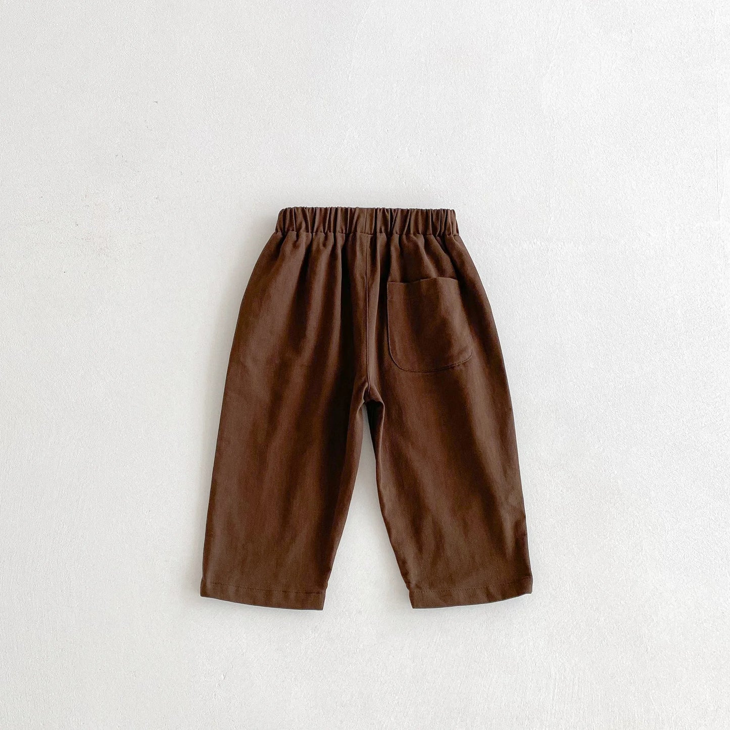 Toddler Girl Cotton Pleated Harem Pants 1-6Y Kids Boys Solid Color Casual Roll Up Trousers Comfy Elastic Waist Kids Bottoms