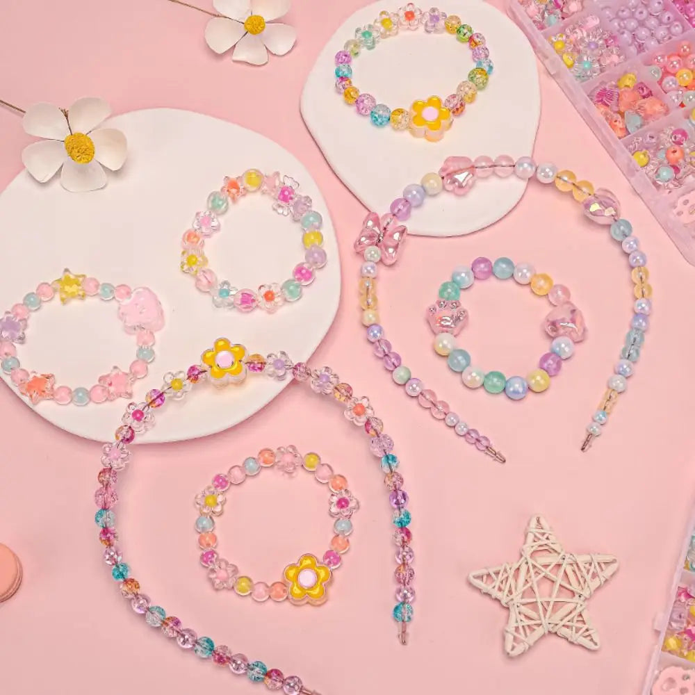 24 Grid DIY Handmade Beaded Kit Acrylic Creative Beads Bracelet Making Kit Cute Kawaii DIY Jewelry Making Kit Educational Craft