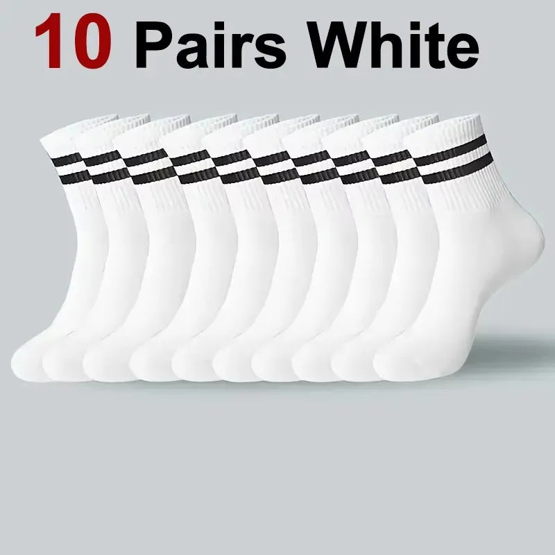 10/20 Pairs  Women Mid-Tube Socks Solid Colour Autumn Winter Breathable Comfortable Sport Sweat Absorbent Man And  Women's Socks