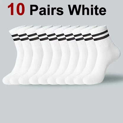 10/20 Pairs  Women Mid-Tube Socks Solid Colour Autumn Winter Breathable Comfortable Sport Sweat Absorbent Man And  Women's Socks