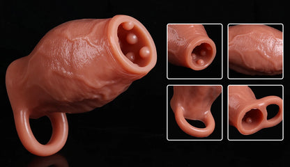 Penis Sleeve Cock Ring Power Ring Penis Cover Penis Ring for Men Delayed Ejaculation Penis Enlargement Silicone Adult Sex Toys