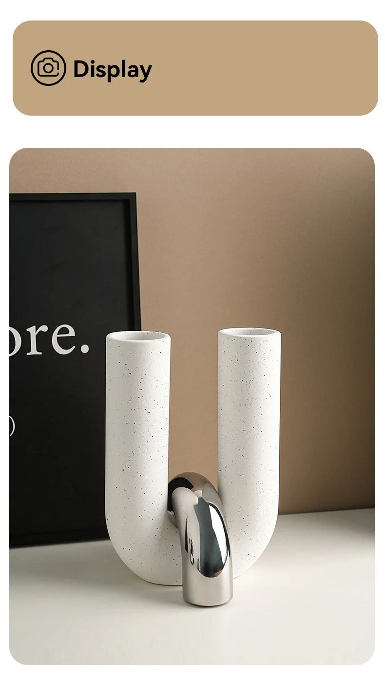 Creative U-shaped Ceramic Vase Flower Pots Desk Decoration Flowers Arrangement Porcelain Floral Vases Room Aesthetic Decor