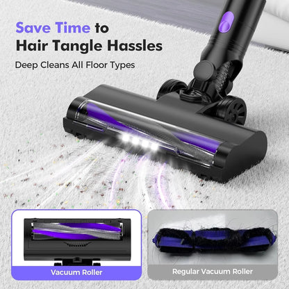 Cordless Vacuum Cleaner, 40KPa/50Mins/3 Modes, Cordless Stick Vacuum with LED Display & Foldable Lightweight Design, Rechargeable Handle Cleaners for Home, Pet Hair, Carpet, Hard Floor